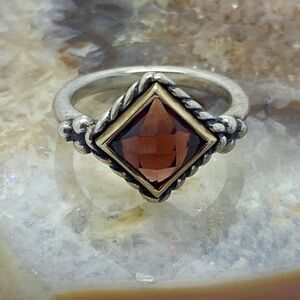 James Avery Sterling Silver 14k Alessandra garnet ring size 6